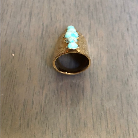 Stunning gold ring with turquoise-colored stones - Picture 3 of 5